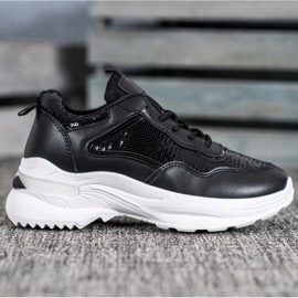 SHELOVET Módní tenisky s flitry černý 1