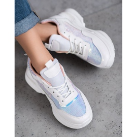 SHELOVET Módní tenisky s flitry bílý 1