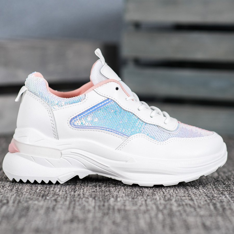 SHELOVET Módní tenisky s flitry bílý 2