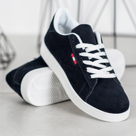 SHELOVET Pohodlné boty z ekologické kůže námořnická modrá 1