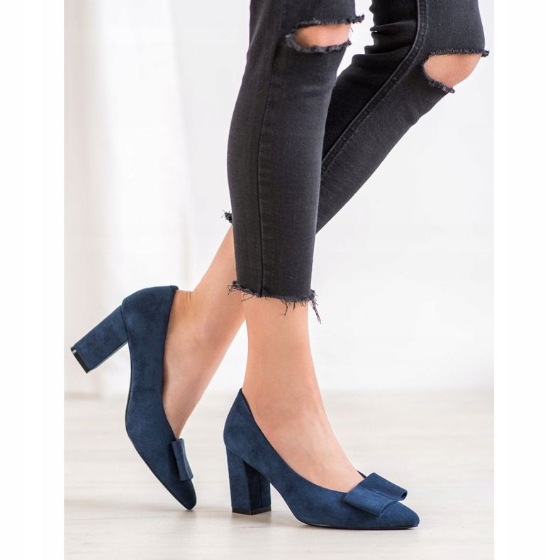 W. Potocki Glitterová čerpadla s mašlí modrý 2