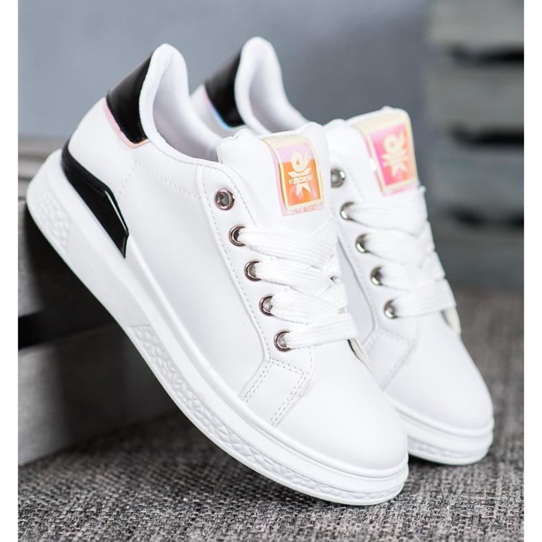 SHELOVET Sportovní obuv z eko kůže bílý černá 1