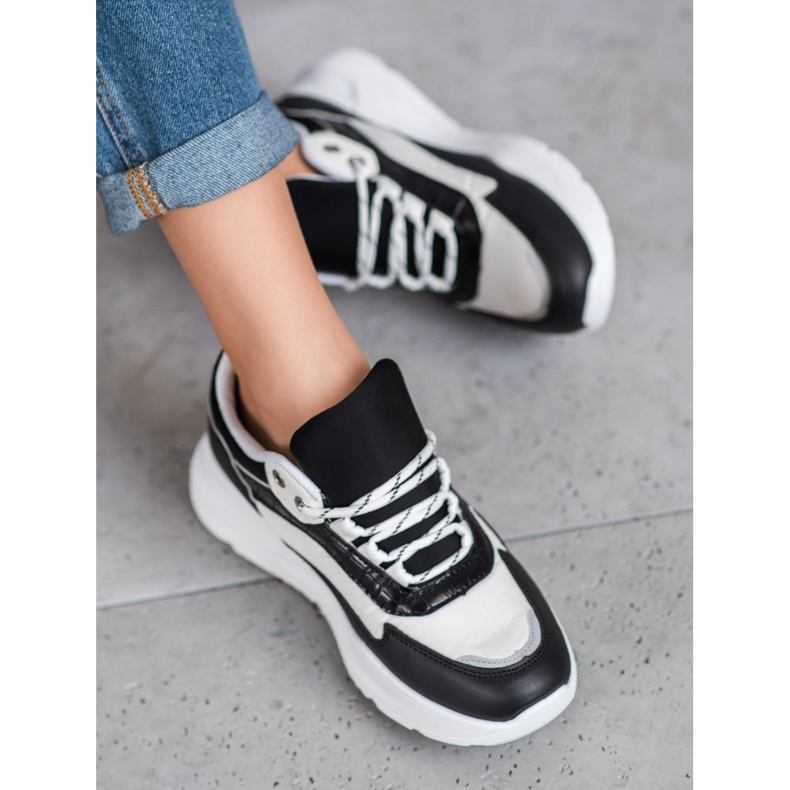 SHELOVET Tenisky Na Platformě bílý černá zelená 1