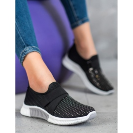 SHELOVET Černé slipony s krystaly černá 1