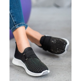 SHELOVET Černé slipony s krystaly černá 2