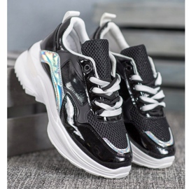 SHELOVET Stylové tenisky z ekologické kůže černá 1