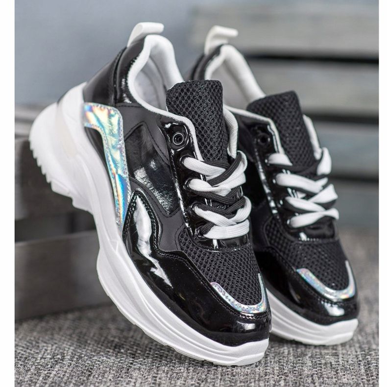 SHELOVET Stylové tenisky z ekologické kůže černá 1 SHELOVET Stylové tenisky z ekologické kůže černá 1