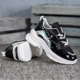 SHELOVET Stylové tenisky z ekologické kůže černá 2 SHELOVET Stylové tenisky z ekologické kůže černá 2