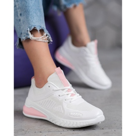 Ideal Shoes Svázané boty se síťovinou bílý 1