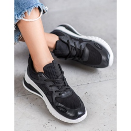 Ideal Shoes Svázané boty se síťovinou černý žluť 1