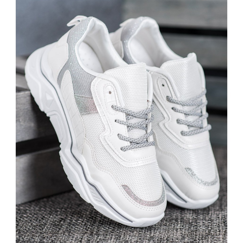 SHELOVET Tenisky Na Platformě S Třpytkami bílý 2