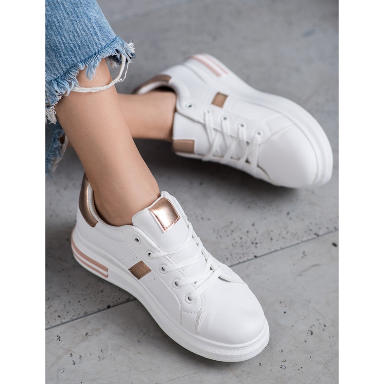 SHELOVET Sportovní obuv se zlatými vložkami bílý 1