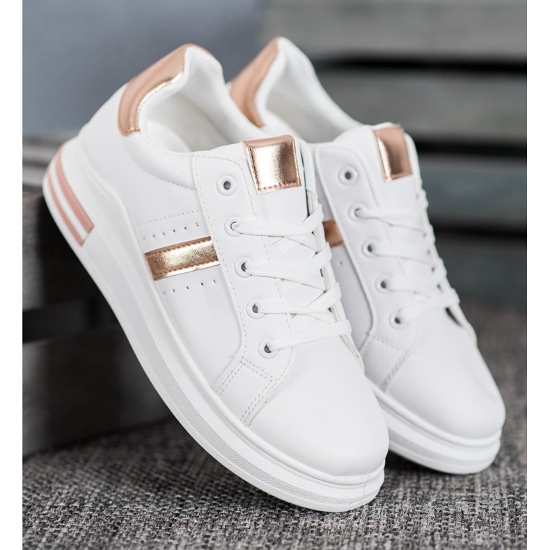 SHELOVET Sportovní obuv se zlatými vložkami bílý 2