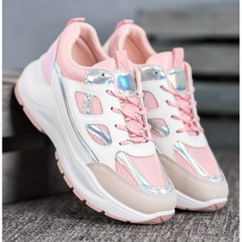 SHELOVET Pohodlné tenisky se síťovinou bílý růžový vícebarevný 1