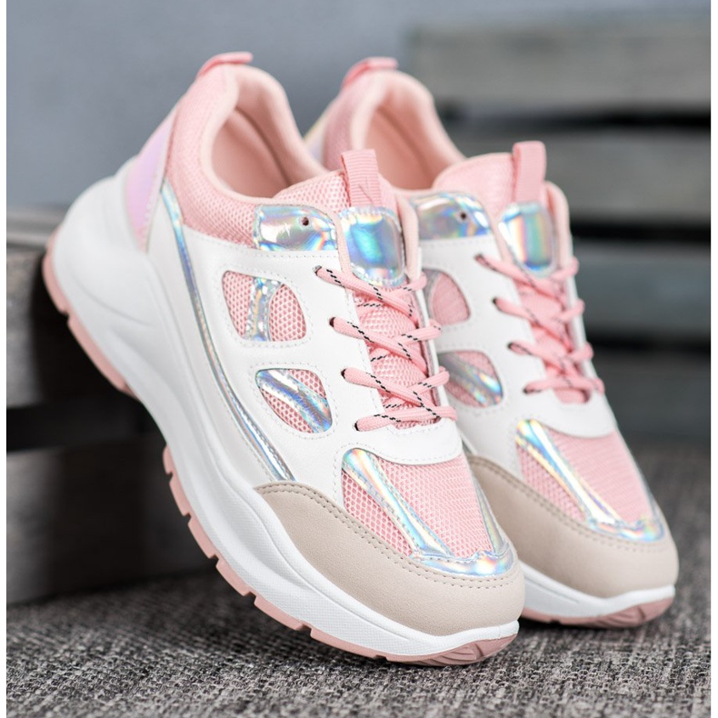 SHELOVET Pohodlné tenisky se síťovinou bílý růžový vícebarevný 1