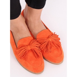 Oranžové dámské mokasíny s třásněmi T357P Orange pomerančový 2