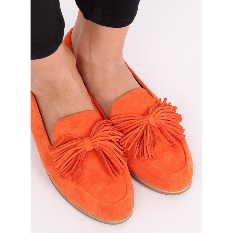 Oranžové dámské mokasíny s třásněmi T357P Orange pomerančový 2
