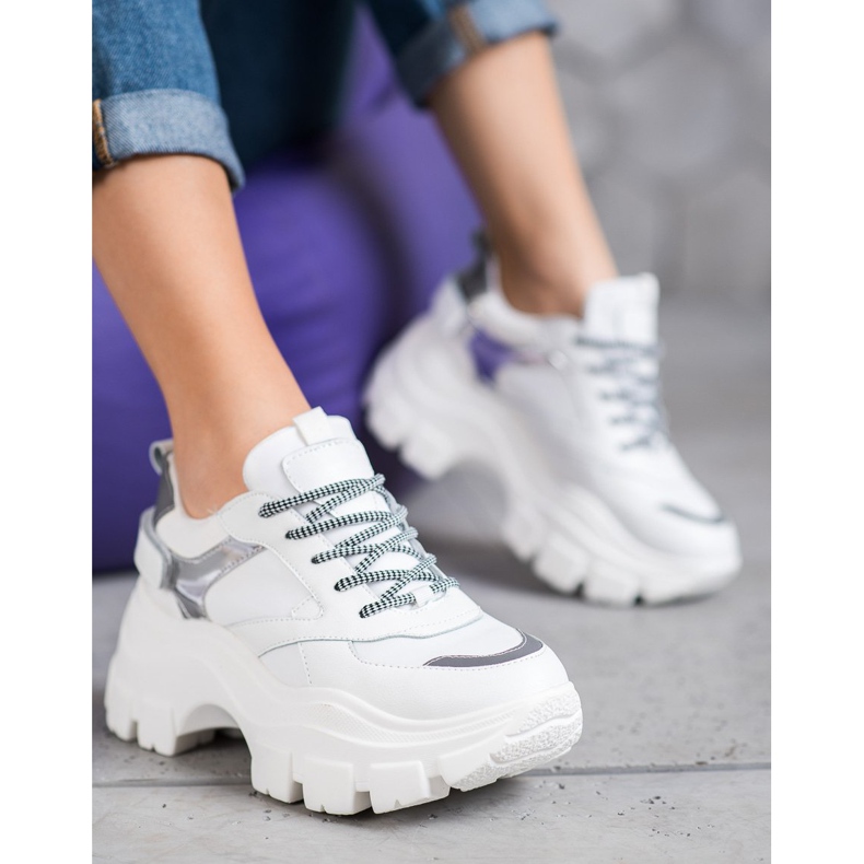 Weide Bílé tenisky na platformě bílý 2