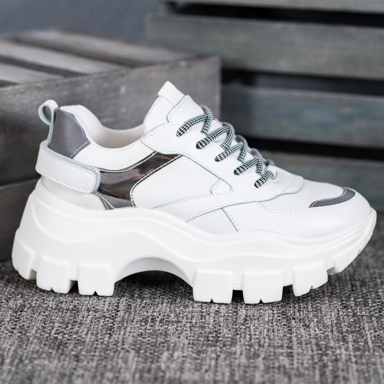 Weide Bílé tenisky na platformě bílý 1