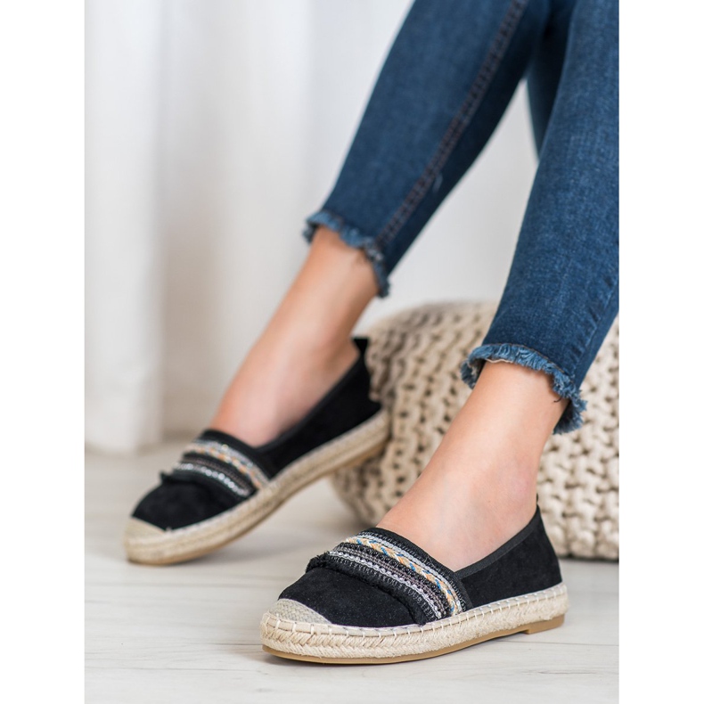 RTX WALK Pohodlné espadrilky s ozdobami černý 2