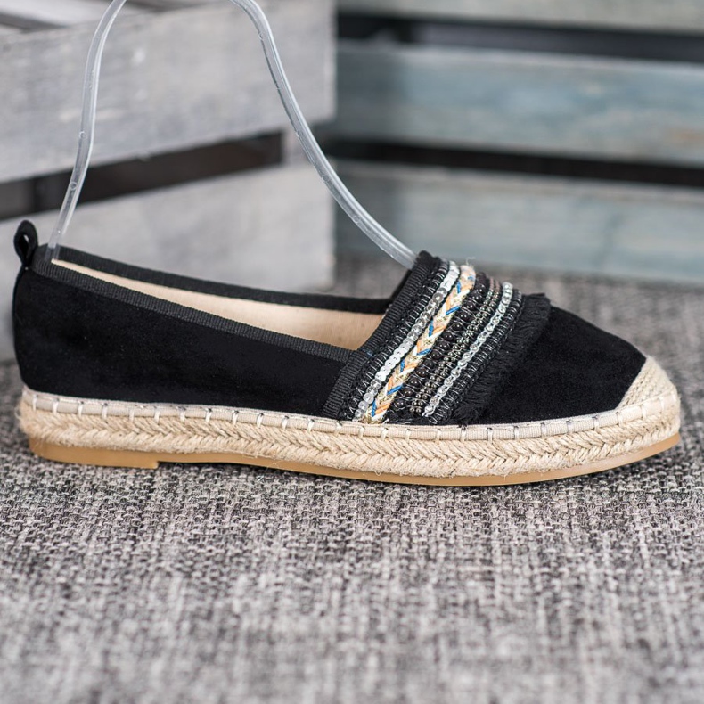 RTX WALK Pohodlné espadrilky s ozdobami černý 1