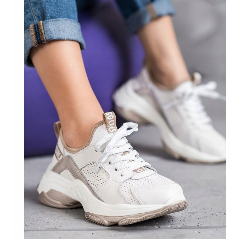 Goodin Prolamované kožené tenisky bílý žlutá 1 Goodin Prolamované kožené tenisky bílý žlutá 1