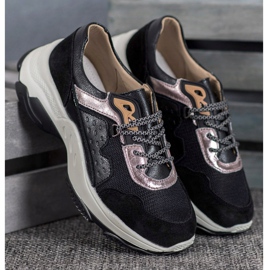 Goodin Pohodlné kožené tenisky černý 1