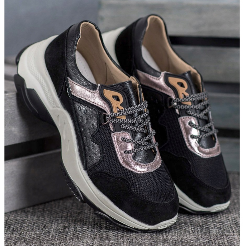 Goodin Pohodlné kožené tenisky černá 1