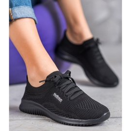 SHELOVET Svázané textilní boty černý 1