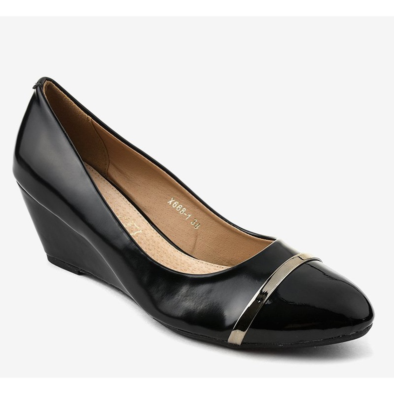 Černé lodičky na klínku X668-1 černá 1 Černé lodičky na klínku X668-1 černá 1