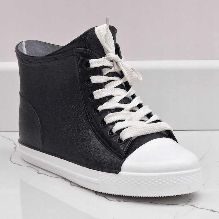 Šněrovací tenisky černé galoše SD527-1 černá 2