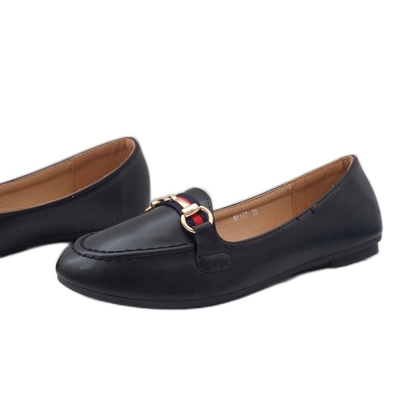 Černé balerínové mokasíny z ekologické kůže 9F177 černá 1