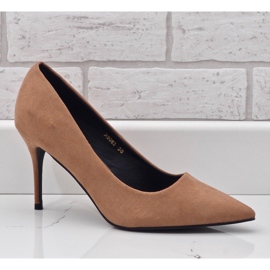 Béžové klasické semišové podpatky X8053 béžový 2