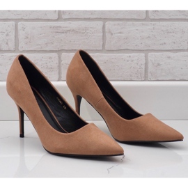 Béžové klasické semišové podpatky X8053 béžový 1 Béžové klasické semišové podpatky X8053 béžový 1