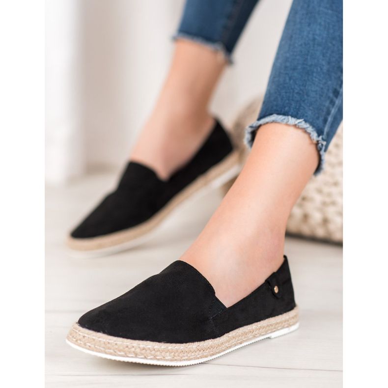 SHELOVET Klasické černé espadrilky černý 2