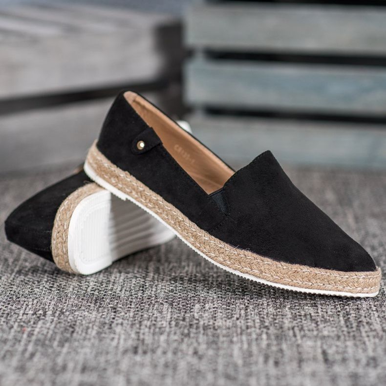 SHELOVET Klasické černé espadrilky černý 1