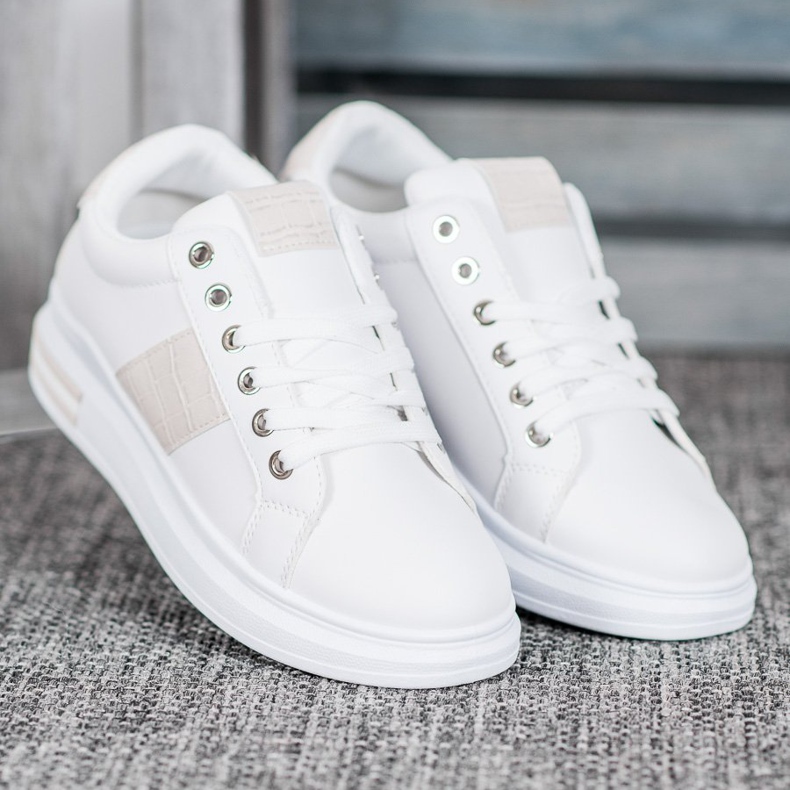 Weide Sportovní obuv s béžovými vložkami bílý 1