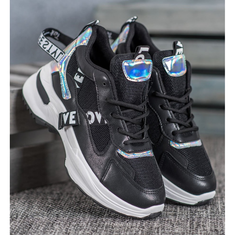 Weide Módní tenisky s nápisy černý 1