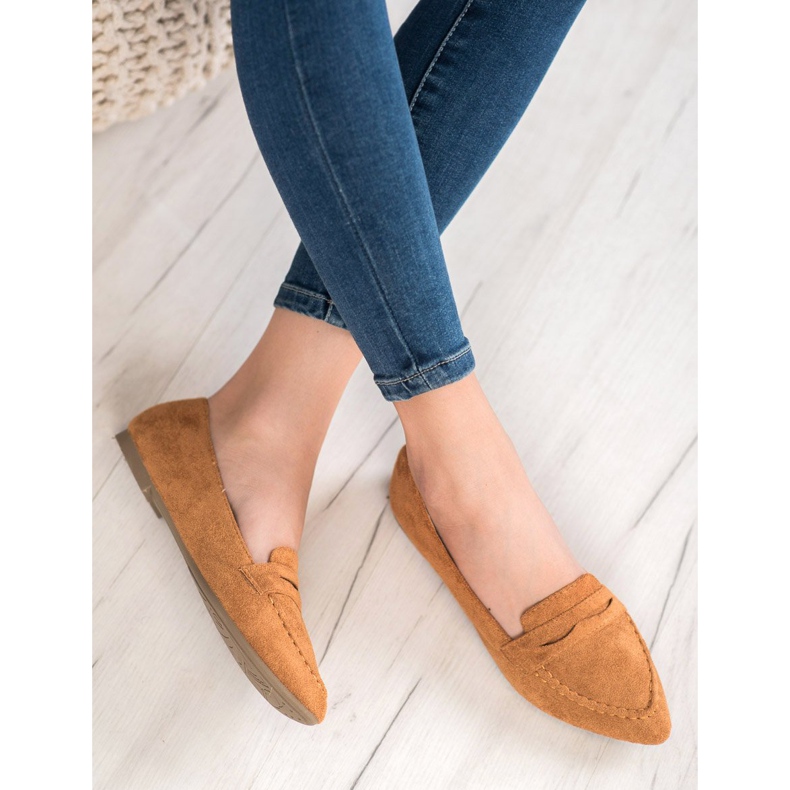 Best Shoes Semišové mokasíny ve špici hnědý 2