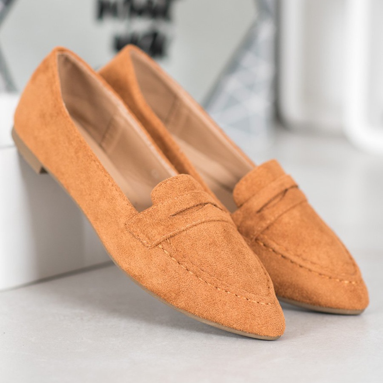 Best Shoes Semišové mokasíny ve špici hnědý 1