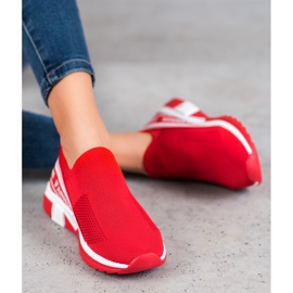 SHELOVET Prolamovaná móda Slipony bílý červené 1