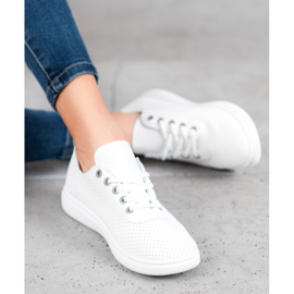 SHELOVET Prolamované tenisky s eko kůží bílý šedá 1