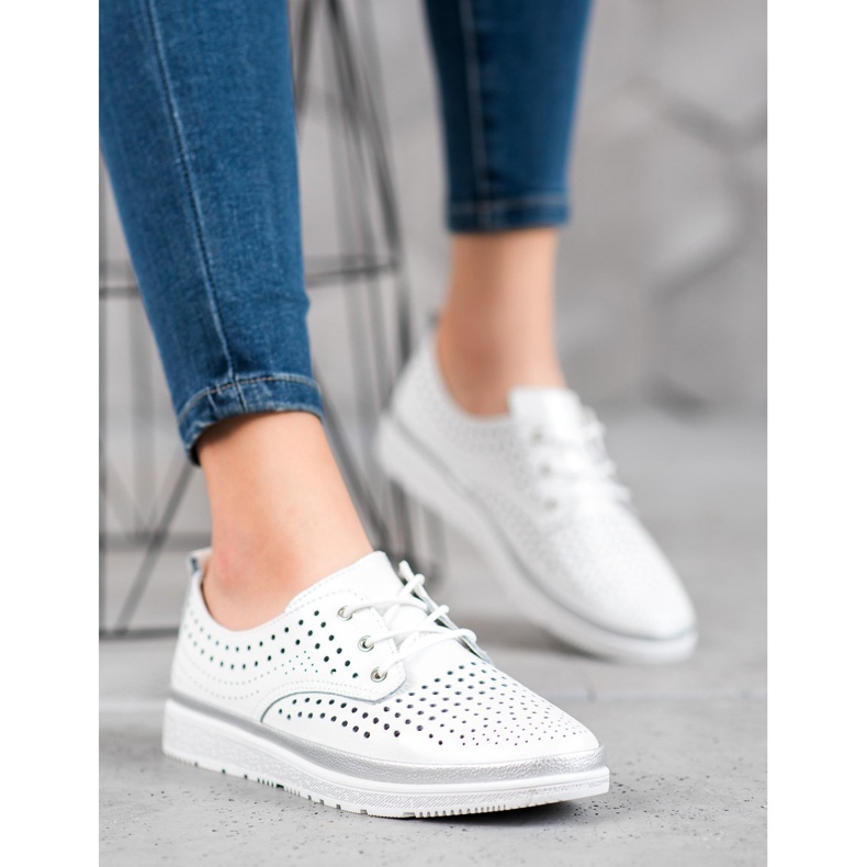 Filippo Prolamované kožené boty bílý šedá 1