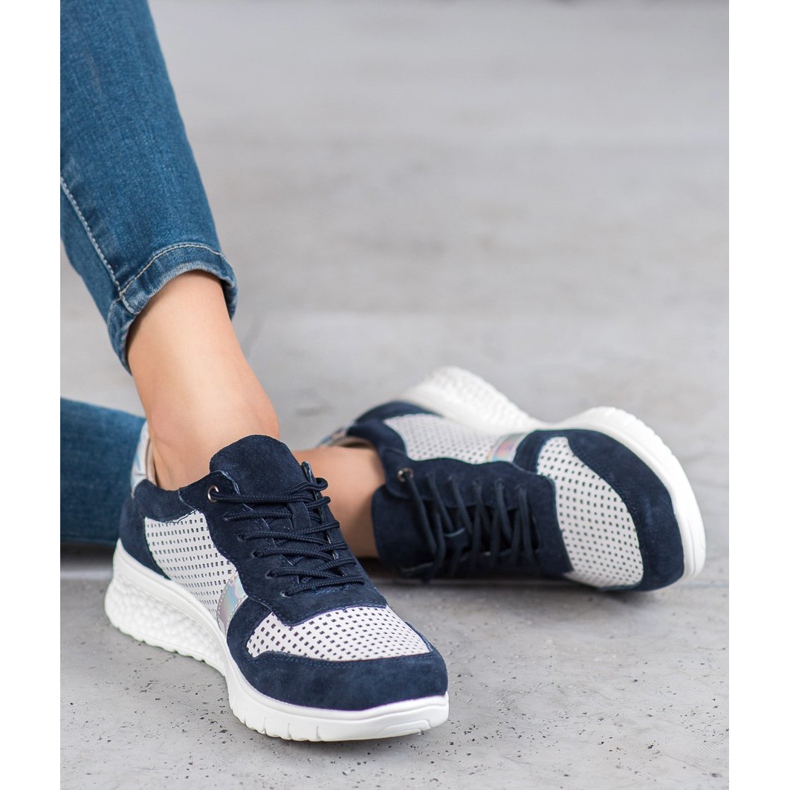 Filippo Kožené boty s efektem holo bílý námořnická modrá šedá 1