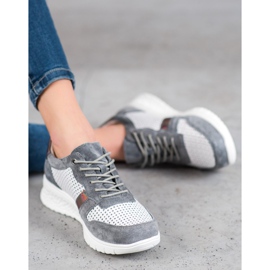 Filippo Kožené boty s efektem holo bílý šedá 1