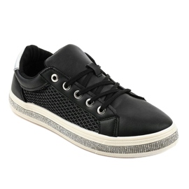 Černé tenisky zdobené zirkony 1153-Y černá šedá 1