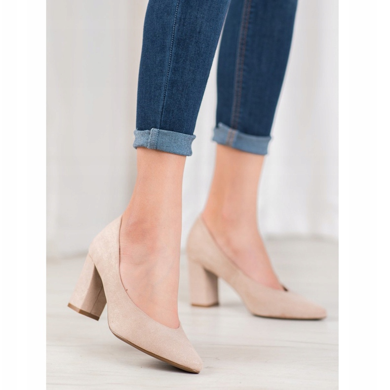 W. Potocki Lodičky se třpytkami béžový zlatý 2