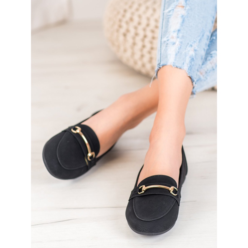 Nio Nio Elegantní mokasíny s eko kůží černá 1