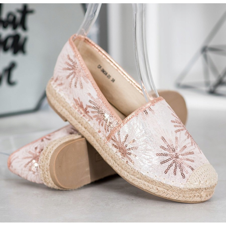 Best Shoes Flitrové espadrilky růžový 1