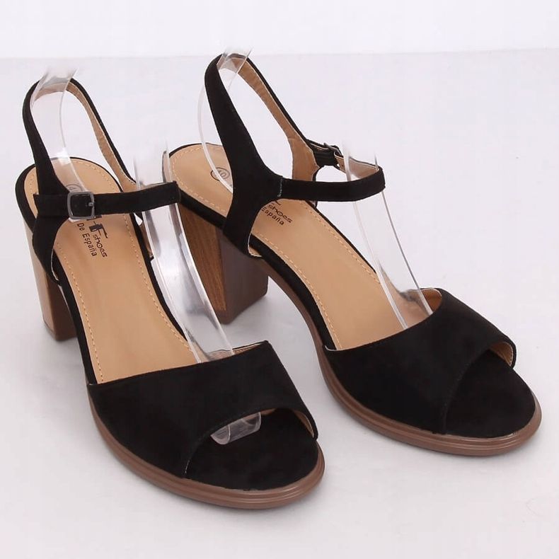 Černé sandály na vysokém podpatku 660-6 Black černý 1